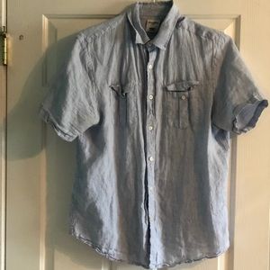 Murano linen light blue short sleeve shirt
